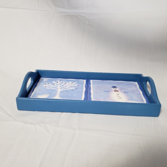 Winter Holiday Drink Tray Snowman and Winter Tree Tiles - Picture 4 of 6
